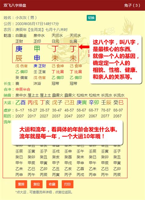 免費八字 排盤 及解説